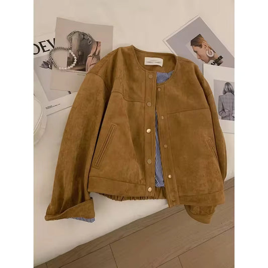 Versatile Women's Short Deer Skin Velvet Jacket Stylish Petite Fashion Top Autumn New Style