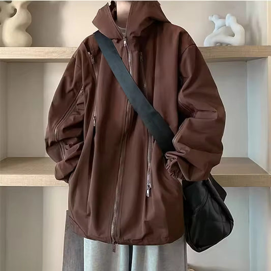 Black Knight American Style Trendy Brand Men's Autumn/winter New Loose-fit Functional Workwear Hooded Jacket